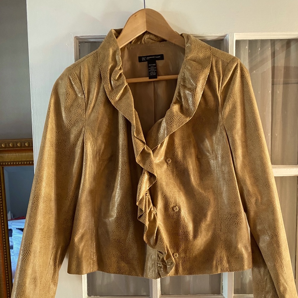Cute faux leather button down jacket